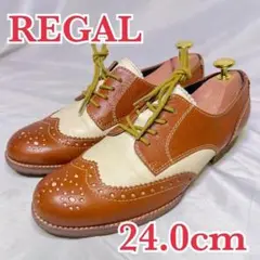 超美品 REGAL 革靴 ウイングチップ 外羽根式 レザーシューズ ウッドソール