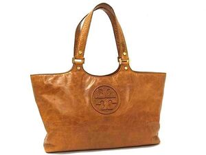 1円 TORY BURCH トリーバーチ レザー トート ハンドバッグ ショルダー 肩掛け レディース ブラウン系 BJ6040