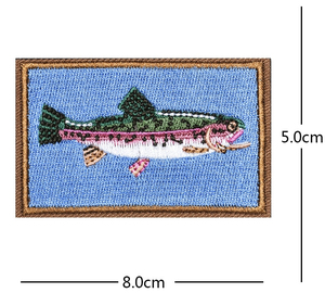 ニジマス 刺繍パッチ [ベルクロ着脱仕様]　　　[●匿名配送● 魚 トラウト 釣り レインボー]