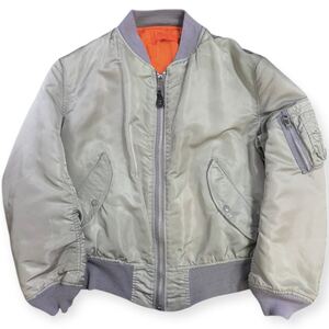 稀少色シルバー ALPHA INDUSTRIES 80s USA製 三本タグ MA-1 フライトジャケット Mサイズ