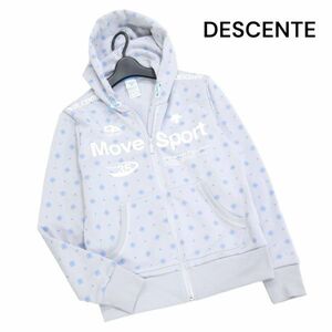 DESCENTE デサント Move Sport★ 秋冬 裏起毛 総柄 スウェット ジップ パーカー Sz.M　レディース グレー　K3T00891_A#N