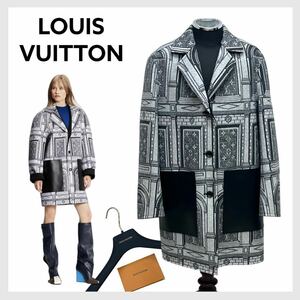 高級 ハンガー付き LOUIS VUITTON ルイヴィトン フォルナセッティ レザーポケット ウール リバーシブルコート レディース FLMA85 HY2