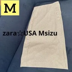 ç¾�å“�ã€€ZARA ã‚®ãƒ³ã‚¬ãƒ ãƒ�ã‚§ãƒƒã‚¯ ãƒ­ãƒ³ã‚°ã‚¹ã‚«ãƒ¼ãƒˆ å‰�ã‚¹ãƒªãƒƒãƒˆ USA Mã‚µã‚¤ã‚º