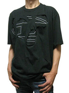 新品 直輸入 DIESEL オーバルD フロントレイヤード&ダメージ 半袖Ｔシャツ T-STRAPOVAL Sサイズ A09895 0KHAK ユニセックス