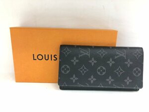 送料無料 美品 LOUIS VUITTON ルイヴィトン ポルトフォイユ ブラザ M61697 2つ折り長財布 モノグラム エクリプス ブラック 付属品あり