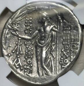 【古代セレウコス朝シリア銀貨】(NGC-XF 紀元前121-96年 16.26g)