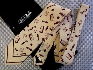 ♪32365D♪状態並品【サイコロ ダイス ハート ダイヤ クローバー スペード 柄】ニコル【NICOLE】ネクタイ