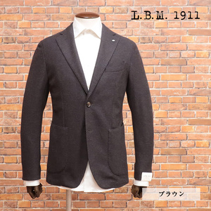 秋冬/L.B.M.1911/48サイズ/ニット ジャケット Dandy Jacket 伸縮性◎ 無地 ノーパッド リラックス イタリア製 新品/茶色/ブラウン/jd582/