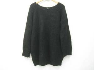 AZUL by moussy アズール 長袖 ニット セーター ロング 黒 S