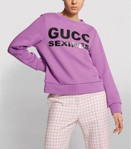 美品 GUCCI グッチ SEXINESS ロゴプリントスウェット 近年モデル パープル