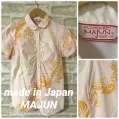 MAJUN レディースM かりゆしウェア　半袖シャツ　アロハシャツ　ハイビスカス