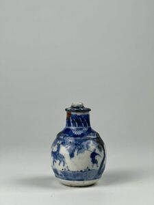 染付小壺 茶入 青花壺 煎茶道具 茶道具 花瓶 花器 時代物 唐物 中国美術