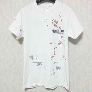 美品 HELMUT LANG ヘルムートラング ロゴ刺繍 プリント Tシャツ カットソー ユニセックス S/M ホワイト ◆