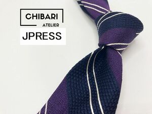 【超美品】JPRESS　ジェイプレス　レジメンタル柄　ネクタイ　3本以上送料無料　ネイビー　0903124