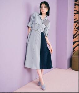 定価14960円☆美品☆REDYAZE☆トレンチカラーブロックプリーツシャツワンピースシャツワンピース MEDIUM 