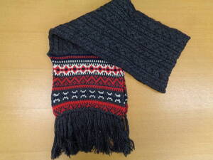 ハイランド 2000　HIGHLAND 2000　632　WIDE　SCARF　WITH FRINGE　②　チャコール