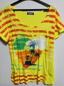 【アナップ】サンセットダメージボーダー半袖Tシャツ♪ANAP