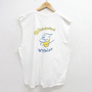 XL/古着 リー Lee ビンテージ ノースリーブ Tシャツ メンズ 00s Whirlwind ビール 大きいサイズ クルーネック 白 ホワイト 2