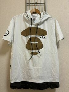 ［A BATHING APE］アベイシングエイプ　半袖　フード 白系　3XL Y3424