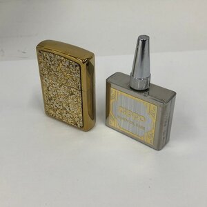 Zippo ジッポー ライター 彫金レリーフゴールドカラーベース ハンディオイルケース セット【DAALC006】