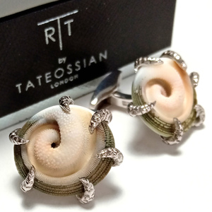 【tac77】限定品　TATEOSSIAN　タテオシアン　カフリンクス　カフス　シルバー925　Rams Hon Shell/ラムズホーン　貝/シェル　英国製