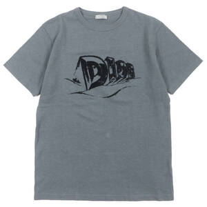 美品▼DIOR ディオール オム 23AW 393J696A0849 スラブコットンジャージー ショートスリーブ 半袖Ｔシャツ グレー S 伊製 正規品 メンズ