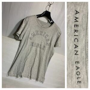 AMERICAN EAGLE アメリカンイーグル　サークルロゴ　デカロゴ 刺繍　半袖　Tシャツ　霜降りグレー　M