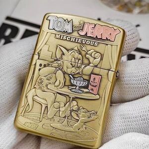 1円～希少品 トムとジェリー Tom to Jerry Zippo 真鍮製 ライター ジッポー 立体感 オイルライター 新品 煙グッズ