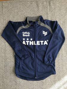 中古品 ATHLETA アスレタ 子供用 ジャージ 上着 ジュニア 150サイズ 紺 練習着 サッカー フットサル 