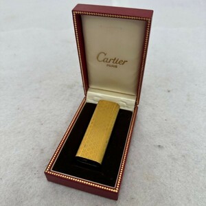 X828-O55-188◎ Cartier カルティエ ガスライター オーバル ローラー式 ゴールドカラー 箱付き 喫煙具 喫煙グッズ 火花OK ⑩