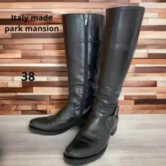 【ITALY MADE PARK MANSION】 ロングレザーブーツ ブラック