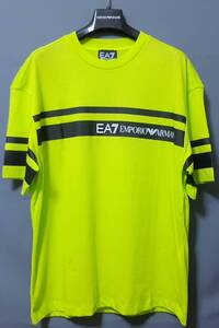 [新品] 14A(14歳) EA7/ARMANI JUNIOR　黒コントラストボーダーロゴ入り【半袖Tシャツ】◆2024年春夏モデル　男の子用 160cm　◆色：黄色