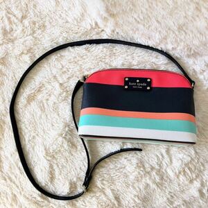 1円【極美品・希少カラー】kate spade ケイトスペード ショルダーバッグ ボーダー