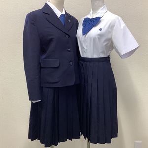 (Y)I901 (中古) 山形県 米沢東高校 (旧制服) 7点セット /希少/L/W69/校章/ブレザー/ブラウス/パータイ/リボン/TOMBOW/夏冬/制服/学生服