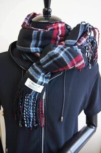 ★カシミア100％英国”ストール”新作Tartan-check-ネイビー〇*:..azu00men.