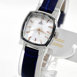 箱付き 未使用 LANCETTI 腕時計 天然ダイヤ カットガラス バーインデックス 3針 クォーツ quartz シェル シルバー 銀 ランチェッティ Y729