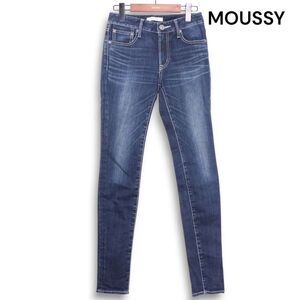 MOUSSY マウジー 【WAIST FIT STRECH SKINNY】 USED加工 ストレッチ スキニー デニム パンツ ジーンズ Sz.24 レディース　K4B01013_C#R