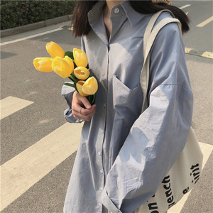 新品 / ミディ丈シャツワンピース /【BLUE】ブルー / XL