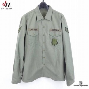 16SS uniform experiment ユニフォームエクスペリメント U.E. UTILITY SHIRT 長袖 ロゴ ワッペン ミリタリー シャツ KHAKI 3