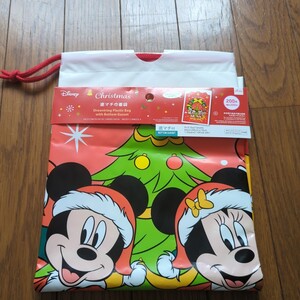 クリスマス　ミッキー　ディズニー　底マチ巾着袋　特大