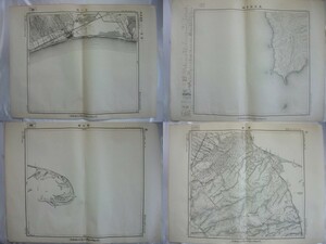 地図　北海道　4枚/苫小牧　野付崎　奥尻南西部　標津　1/5万　軍事秘密　大正測量昭和19年部分修正　内務省　参謀本部