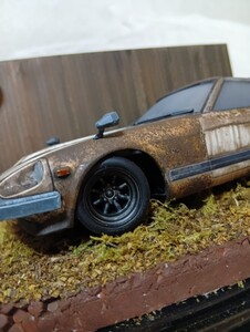 s130フェアレディＺ1/24完成品 ケース付 昭和レトロな風景 自作ジオラマ完成品 NISSAN フェアレディZ