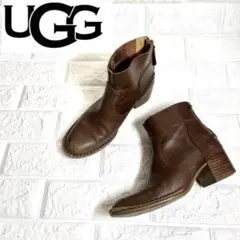 【美品】UGG ショートブーツ ウエスタンブーツ チャンキーヒール レザーブーツ