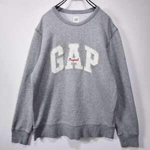 GAP　ギャップ　スウェット　トレーナー　S　ビッグロゴ　デカロゴ　グレー　古着