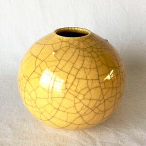 送料無料 美品 平安橘吉 たち吉 花瓶 花器 花生 壺 華道 橘吉 金運 開運 黄 フラワーベース 