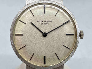 ジャンク 【針ずれ、精度不良】PATEK PHILIPPE ベルトK18 プラスチック風防 手巻き 総重量71.6g