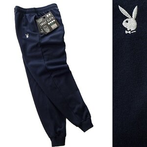 新品 プレイボーイ 秋冬 裏毛 刺繍 スウェット パンツ M 紺【33056_79】 PLAYBOY メンズ スエット イージーパンツ ジョガーパンツ