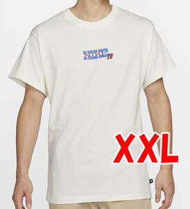 新品・送料無料 XXL NIKE SBスケートボードTシャツ DQ1855-133 センターロゴグラフィック セイル白ホワイト半袖TEEナイキエスビー