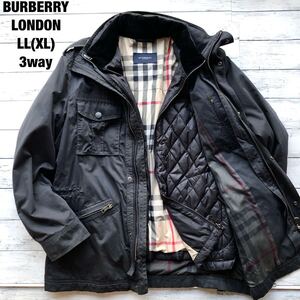 LL(XL)/3way/ダウンライナー◎BURBERRY バーバリーロンドン ミリタリージャケット ノバチェック 黒 ブラック M65 ブルゾン メガチェック