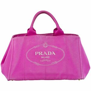 本物 プラダ PRADA カナパ トートバッグ ハンドバッグ キャンバス ピンク